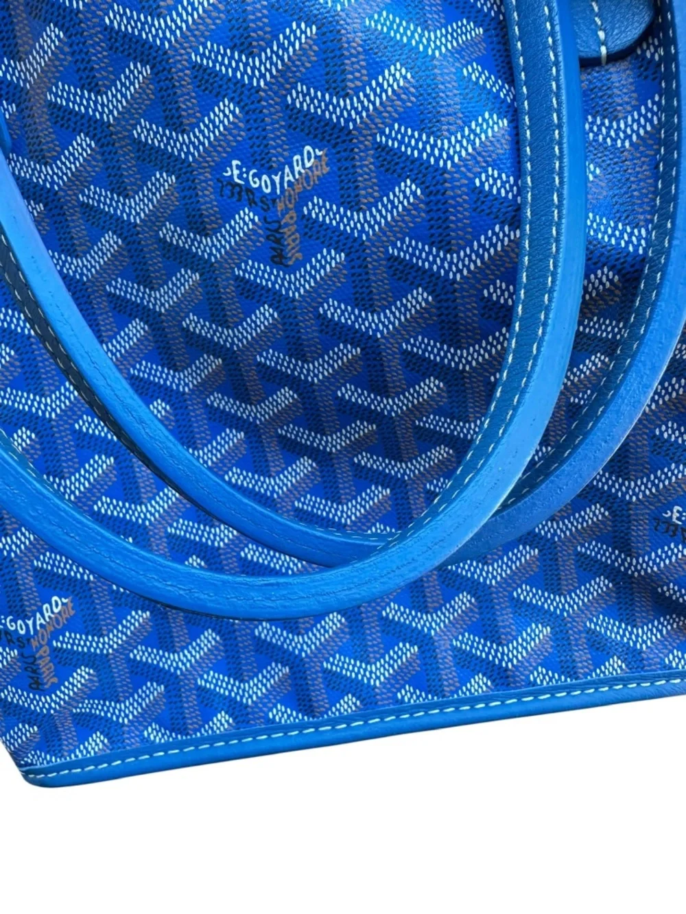 Genuine GOYARD Goyardine Sky Blue Anjou Reversible Mini Tote Bag